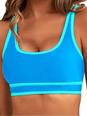 Moshu Blue Sporty Swim Top, Size M, NWT